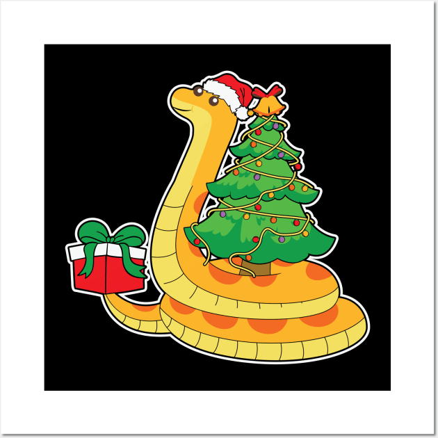 Snake Christmas Tree Reptile Xmas Snake Lover Christmas gift Wall Art by BadDesignCo